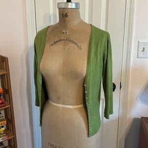 Caslon Nordstrom BP Juniors Green Super Soft 3-4 Sleeve Jewel Button Sweater M